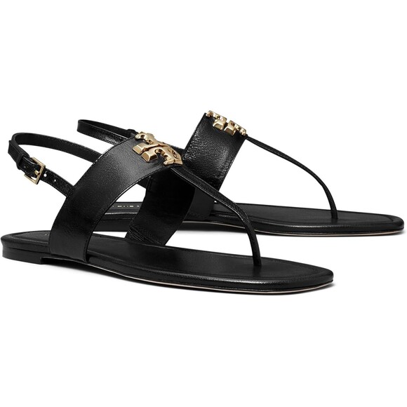 TORY BURCH ELEANOR T-STRAP SANDALS SLINGBACK SANDAL PERFECT BLACK SIZE 5 - Picture 1 of 7